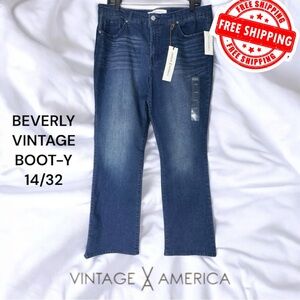 Vintage America Women's Boot Cut Jeans Size 14/32 NWT Beverly Mid Rise FREE SHIP